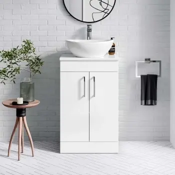 Mersey Gloss White Vanity with Oval Basin 500mm