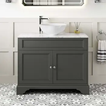 Lucia Graphite Grey Vanity with Marble Top & Round Counter Top Basin 1030mm