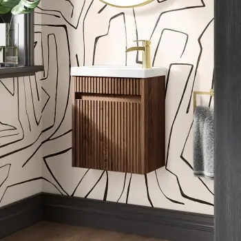 Hawaii Natural Walnut Wall Hung Slimline Basin Vanity 400mm