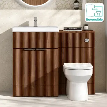 Havana Fluted Black Walnut Combination Vanity Basin and Miami Toilet 1100mm - Chrome Handles