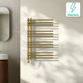 Cannes Electric Brushed Brass Designer Heated Towel Rail 800x500mm