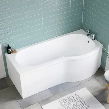 P Shaped 1700 Shower Bath - Right Handed