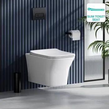 Houston Rimless Wall Hung Toilet With Premium Soft Close Slim Seat