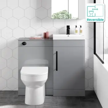Avon Stone Grey Combination Vanity Basin and Miami Toilet 950mm - Black Accents