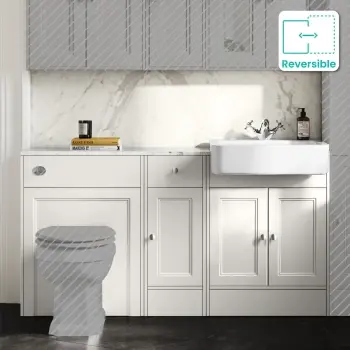 Monaco Cotton White Combination Vanity Basin with Marble Top 1500mm (Excludes Pan & Cistern)
