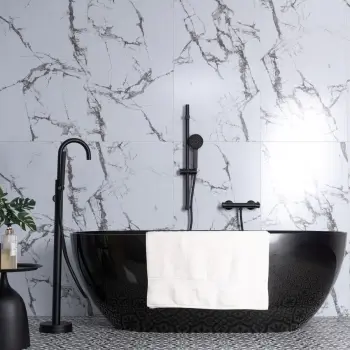 Trepanel Aqua Luxe® Calacatta Marble Effect Satin Embossed SPC Wall Panel 4 Pack (Covers 2.80 SQM)