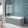Antigua 1500x750 Keyhole Shower Bath & 6mm Easy Clean Matt Black Bath Screen