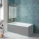 Antigua 1500x750 Keyhole Shower Bath & 6mm Easy Clean Brushed Brass Bath Screen