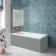 Antigua 1500x750 Keyhole Shower Bath & 6mm Easy Clean Brushed Copper Bath Screen