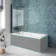 Antigua 1600x750 Keyhole Shower Bath & 6mm Easy Clean Matt Black Bath Screen