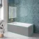 Antigua 1600x750 Keyhole Shower Bath & 6mm Easy Clean Brushed Brass Bath Screen