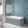 Antigua 1600x750 Keyhole Shower Bath & 6mm Easy Clean Brushed Copper Bath Screen