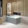Witney 1400x700 Square Shower Bath & 6mm Easy Clean Matt Black Folding Bath Screen
