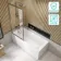 Witney 1500x700 Square Shower Bath & Premium 8mm Easy Clean Brushed Gunmetal Framed Bath Screen
