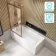 Witney 1600x700 Square Shower Bath & Premium 8mm Easy Clean Brushed Copper Framed Bath Screen