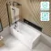 Witney 1600x700 Square Shower Bath & 6mm Easy Clean Matt Black Folding Bath Screen