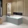Witney 1600x700 Square Shower Bath & 6mm Easy Clean Matt Black Folding Bath Screen