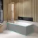Witney 1700x700 Square Shower Bath & Premium 8mm Easy Clean Brushed Copper Framed Bath Screen