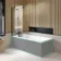 Witney 1700x700 Square Shower Bath & 6mm Easy Clean Matt Black Folding Bath Screen
