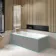 Witney 1800x800 Square Shower Bath & 6mm Easy Clean Brushed Brass Folding Bath Screen