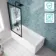 Antigua 1500x750 Keyhole Shower Bath & Premium 8mm Easy Clean Matt Black Framed Bath Screen