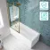 Antigua 1500x750 Keyhole Shower Bath & Premium 8mm Easy Clean Brushed Brass Framed Bath Screen