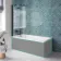 Antigua 1500x750 Keyhole Shower Bath & 6mm Easy Clean Matt Black Folding Bath Screen