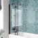 Antigua 1500x750 Keyhole Shower Bath & 6mm Easy Clean Matt Black Folding Bath Screen