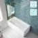 Antigua 1500x750 Keyhole Shower Bath & 6mm Easy Clean Brushed Brass Folding Bath Screen