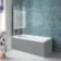 Antigua 1500x750 Keyhole Shower Bath & 6mm Easy Clean Brushed Gunmetal Folding Bath Screen