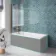 Antigua 1500x750 Keyhole Shower Bath & 6mm Easy Clean Brushed Copper Folding Bath Screen