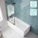 Antigua 1600x750 Keyhole Shower Bath & Premium 8mm Easy Clean Brushed Gunmetal Framed Bath Screen