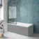 Antigua 1600x750 Keyhole Shower Bath & Premium 8mm Easy Clean Brushed Gunmetal Framed Bath Screen