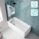 Antigua 1600x750 Keyhole Shower Bath & 6mm Easy Clean Matt Black Folding Bath Screen