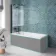 Antigua 1600x750 Keyhole Shower Bath & 6mm Easy Clean Matt Black Folding Bath Screen