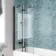 Antigua 1600x750 Keyhole Shower Bath & 6mm Easy Clean Matt Black Folding Bath Screen