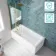 Antigua 1600x750 Keyhole Shower Bath & 6mm Easy Clean Brushed Brass Folding Bath Screen