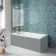 Antigua 1600x750 Keyhole Shower Bath & 6mm Easy Clean Brushed Brass Folding Bath Screen