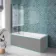 Antigua 1600x750 Keyhole Shower Bath & 6mm Easy Clean Brushed Gunmetal Folding Bath Screen