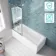 Antigua 1700x750 Keyhole Shower Bath & Premium 8mm Easy Clean Chrome Framed Bath Screen
