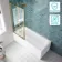 Antigua 1700x750 Keyhole Shower Bath & Premium 8mm Easy Clean Brushed Brass Framed Bath Screen