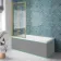Antigua 1700x750 Keyhole Shower Bath & Premium 8mm Easy Clean Brushed Brass Framed Bath Screen