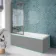 Antigua 1700x750 Keyhole Shower Bath & Premium 8mm Easy Clean Brushed Gunmetal Framed Bath Screen