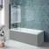 Antigua 1700x750 Keyhole Shower Bath & 6mm Easy Clean Matt Black Folding Bath Screen