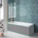 Antigua 1700x750 Keyhole Shower Bath & 6mm Easy Clean Brushed Brass Folding Bath Screen