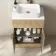 Havana Fluted Country Oak Cabinet with Marble Top & Reno Basin 600mm - Brushed Brass Accents