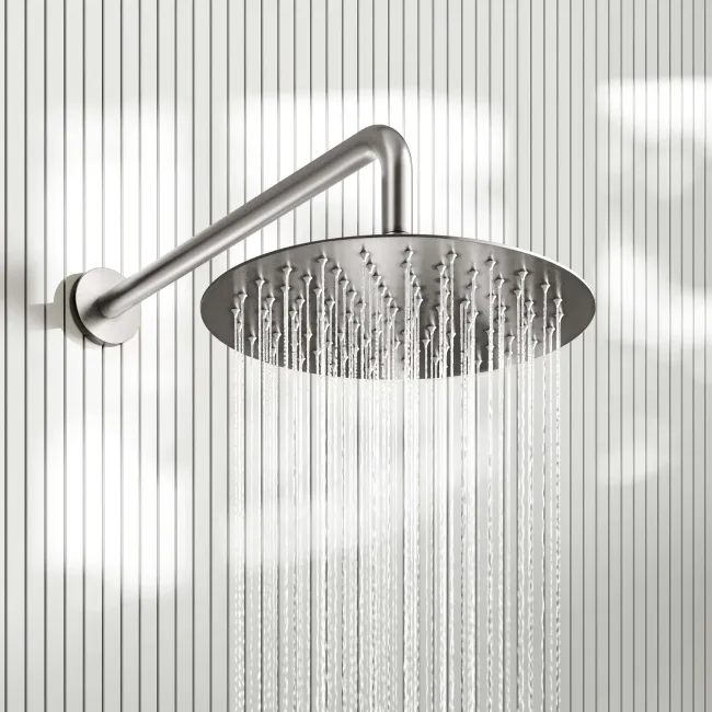 Suir Brushed Nickel Shower Head 250mm with Wall Mounted Arm