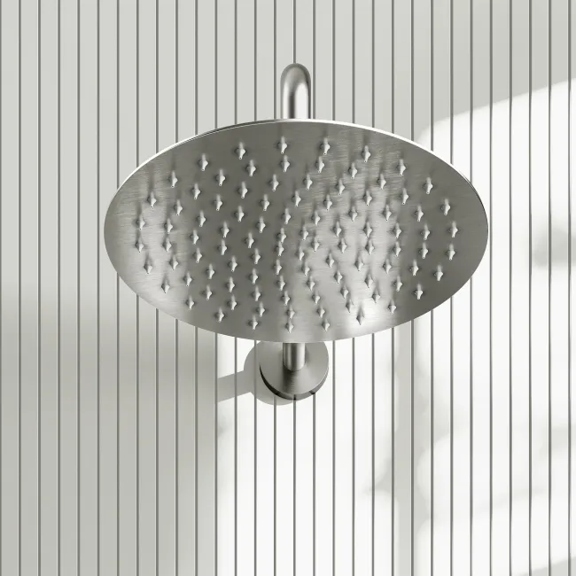 Suir Brushed Nickel Shower Head 250mm with Wall Mounted Arm