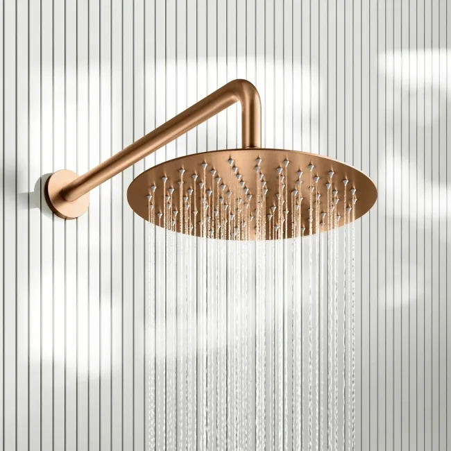 Suir Brushed Copper Shower Head 250mm with Wall Mounted Arm
