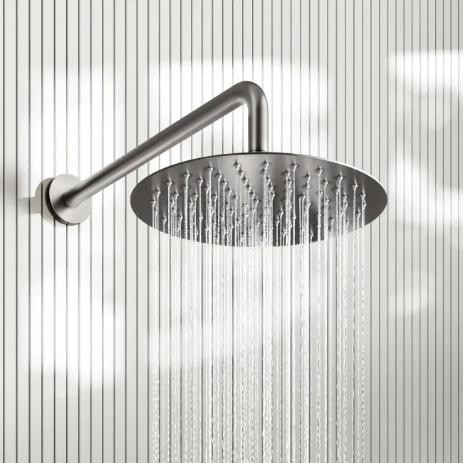 Suir Brushed Gunmetal Shower Head 250mm with Wall Mounted Arm